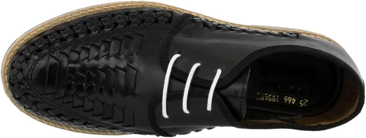 Men's Black Authentic Mexican Laced Huaraches Lace Up Sandals Closed Toe