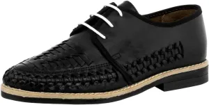 Men's Black Authentic Mexican Laced Huaraches Lace Up Sandals Closed Toe