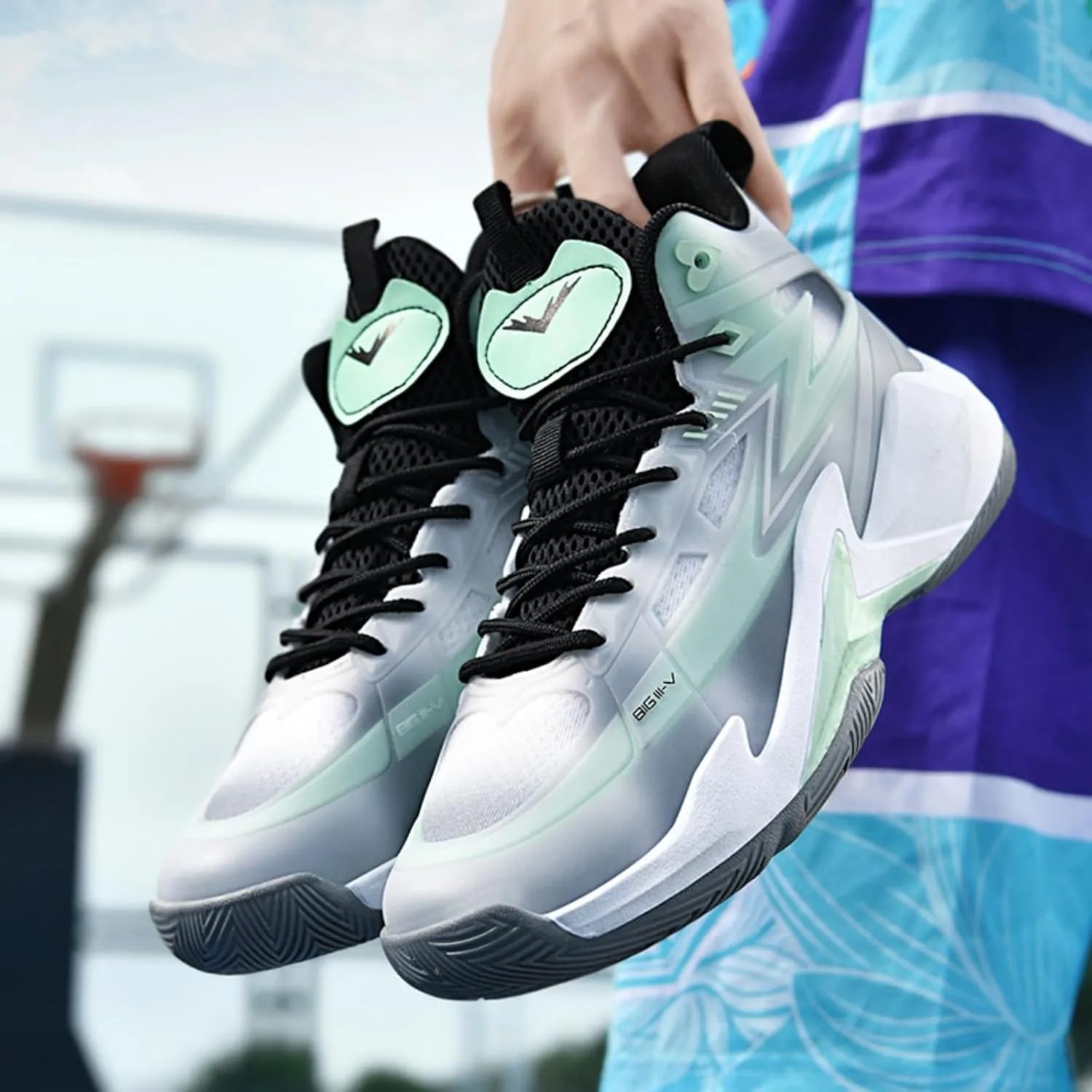 Men's Breathable Mesh Lace Up Basketball Shoes Fashion High-Top Non-Slip Sneakers Casual Gym Sports Tennis Jogging Running Walking Shoes