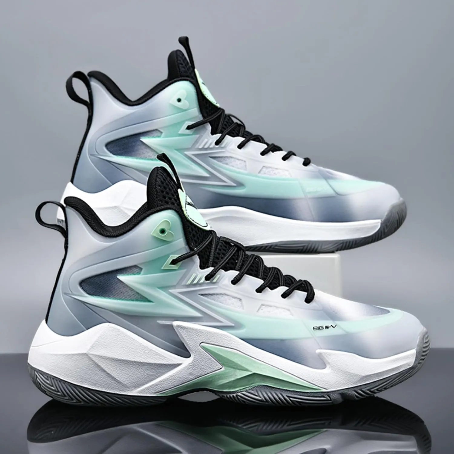 Men's Breathable Mesh Lace Up Basketball Shoes Fashion High-Top Non-Slip Sneakers Casual Gym Sports Tennis Jogging Running Walking Shoes