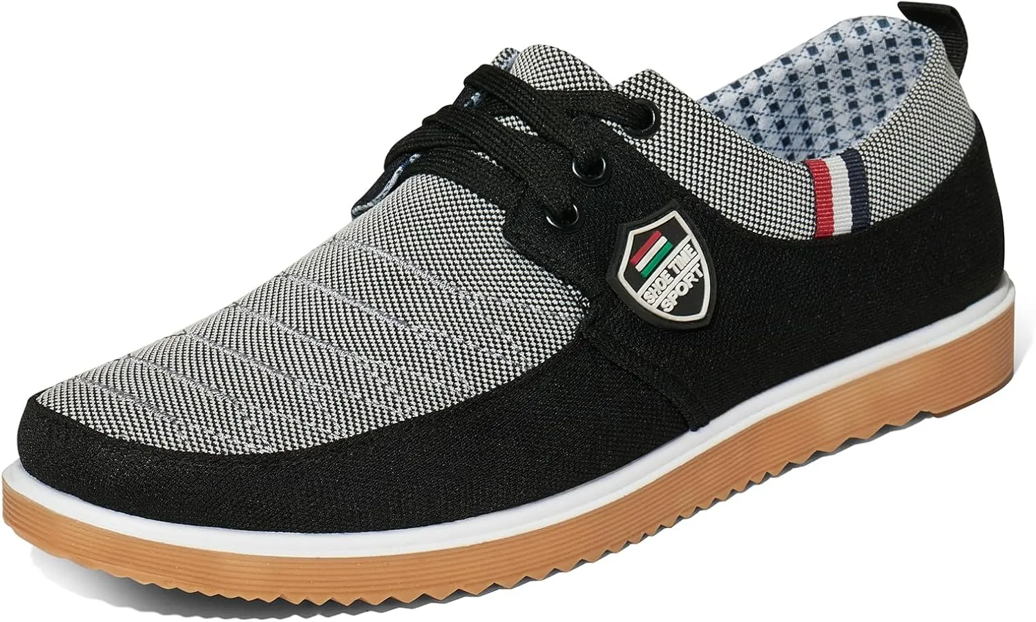 Mens Casual Fashion Sneakers Breathable Canvas Lace-Up Boat Shoes Non-Slip Daily Comfortable Shoes for Men