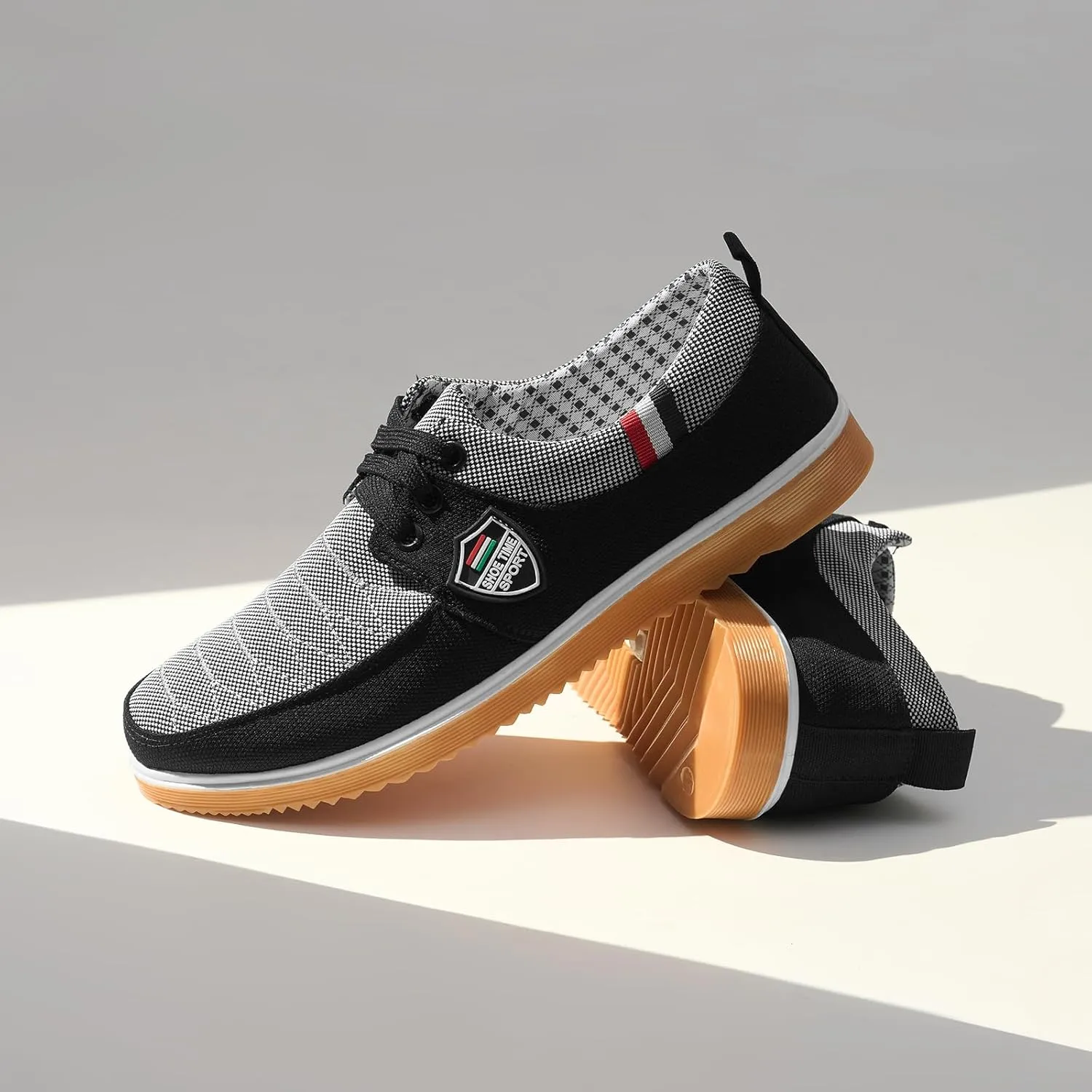 Mens Casual Fashion Sneakers Breathable Canvas Lace-Up Boat Shoes Non-Slip Daily Comfortable Shoes for Men