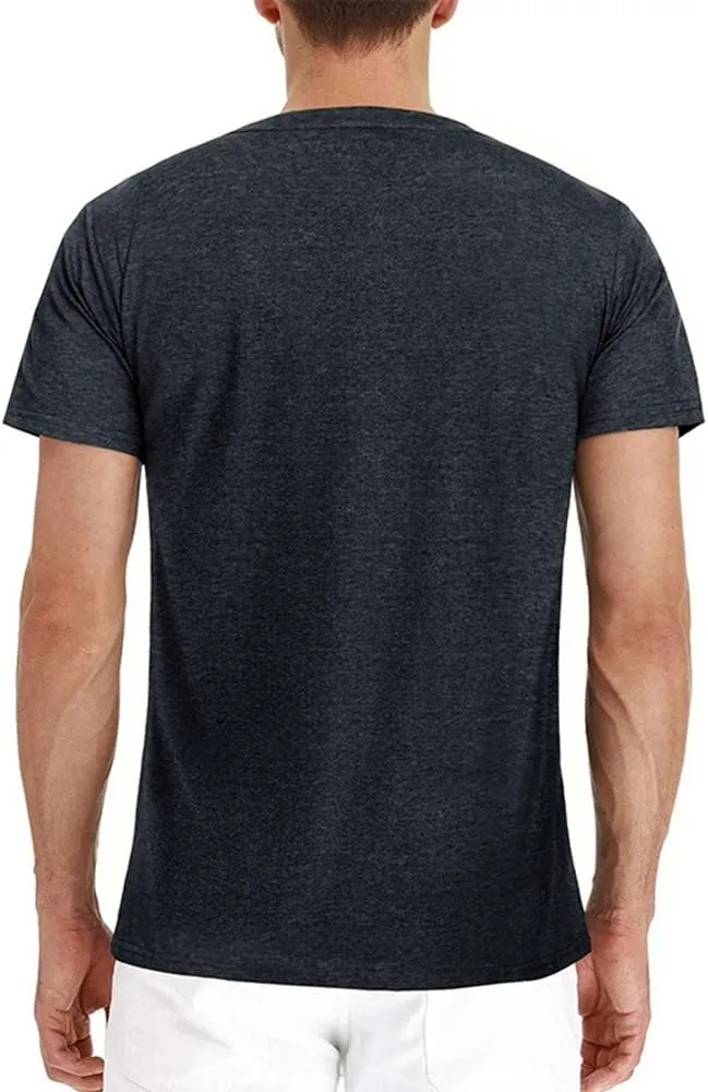 Mens Casual Short Sleeve Henley Shirts Fashion Button T Shirts with Pocket