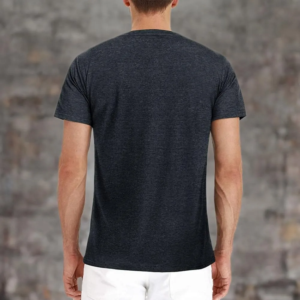 Mens Casual Short Sleeve Henley Shirts Fashion Button T Shirts with Pocket