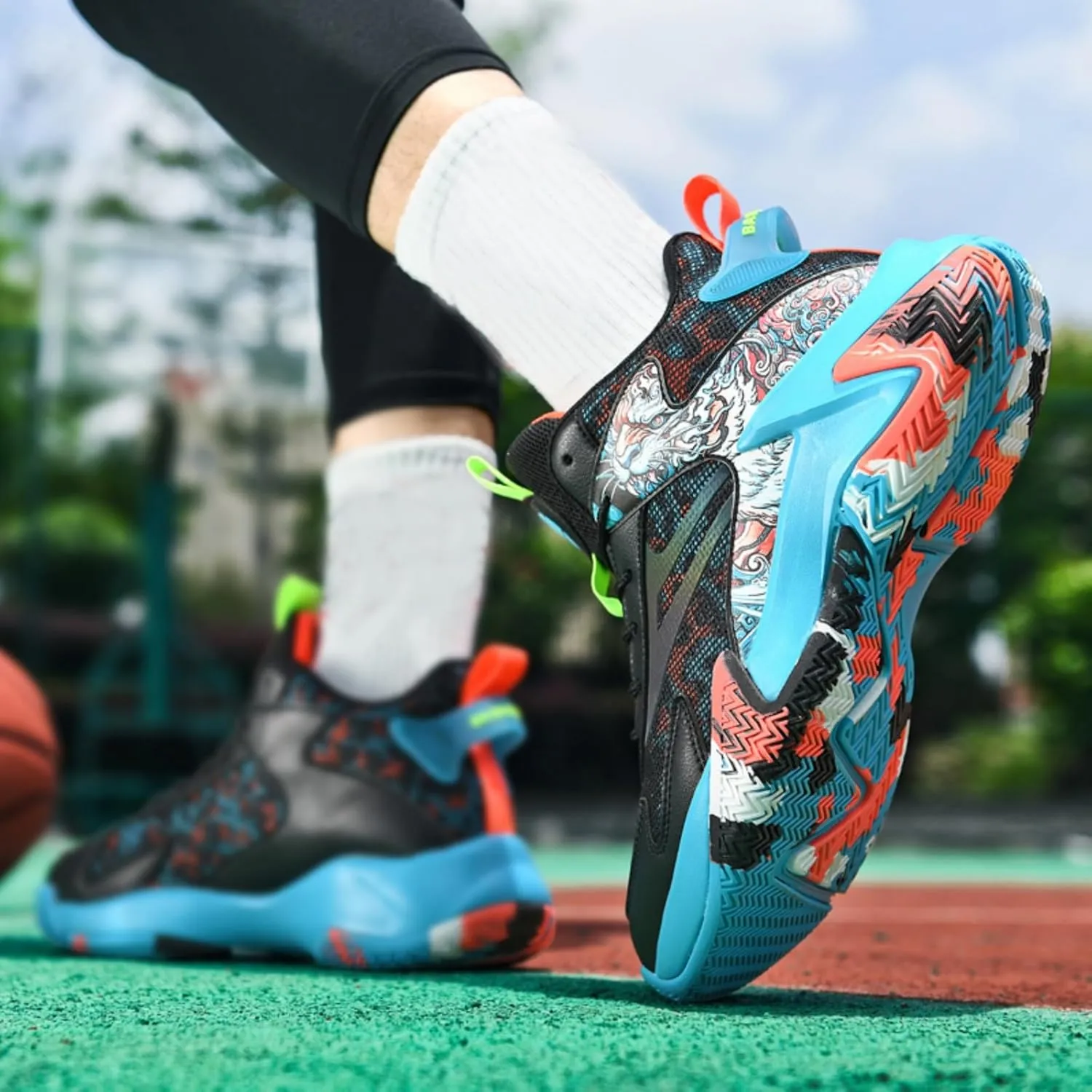 Men's Fashion Breathable Mesh Lace Up Basketball Shoes High-Top Non-Slip Sneakers Casual for Gym Sports Tennis Jogging Shoes