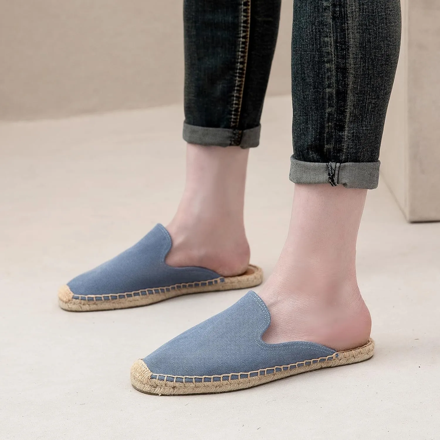 Men's Mule Espadrilles Shoes - Fashion Espadrilles for Men Comfort Breathable Espadrille Flats Suitable for Both Outdoor and Indoor