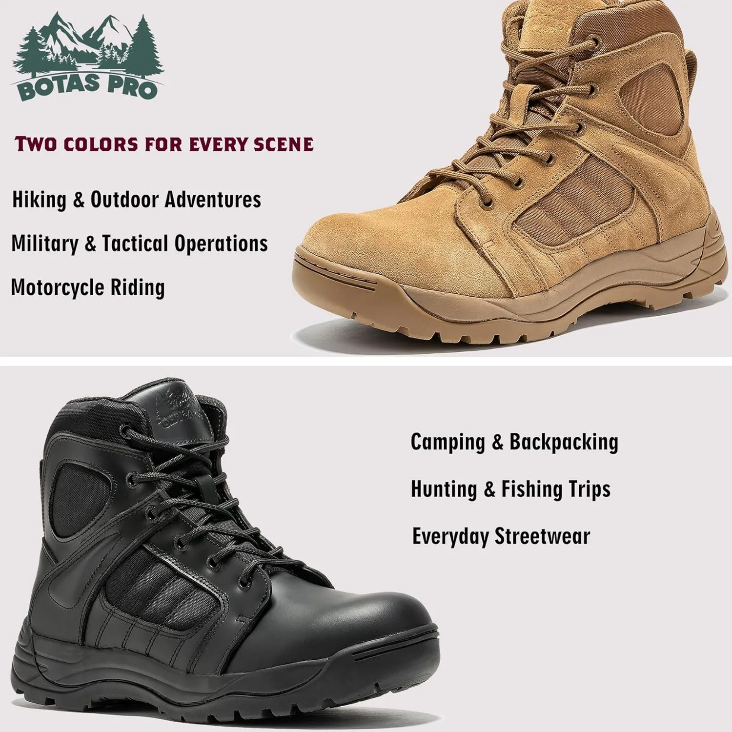 Mens Tactical Boots Side Zipper 6 Inch Lightweight Comfortable Military Tactical Boots Army Boot(BMP111)
