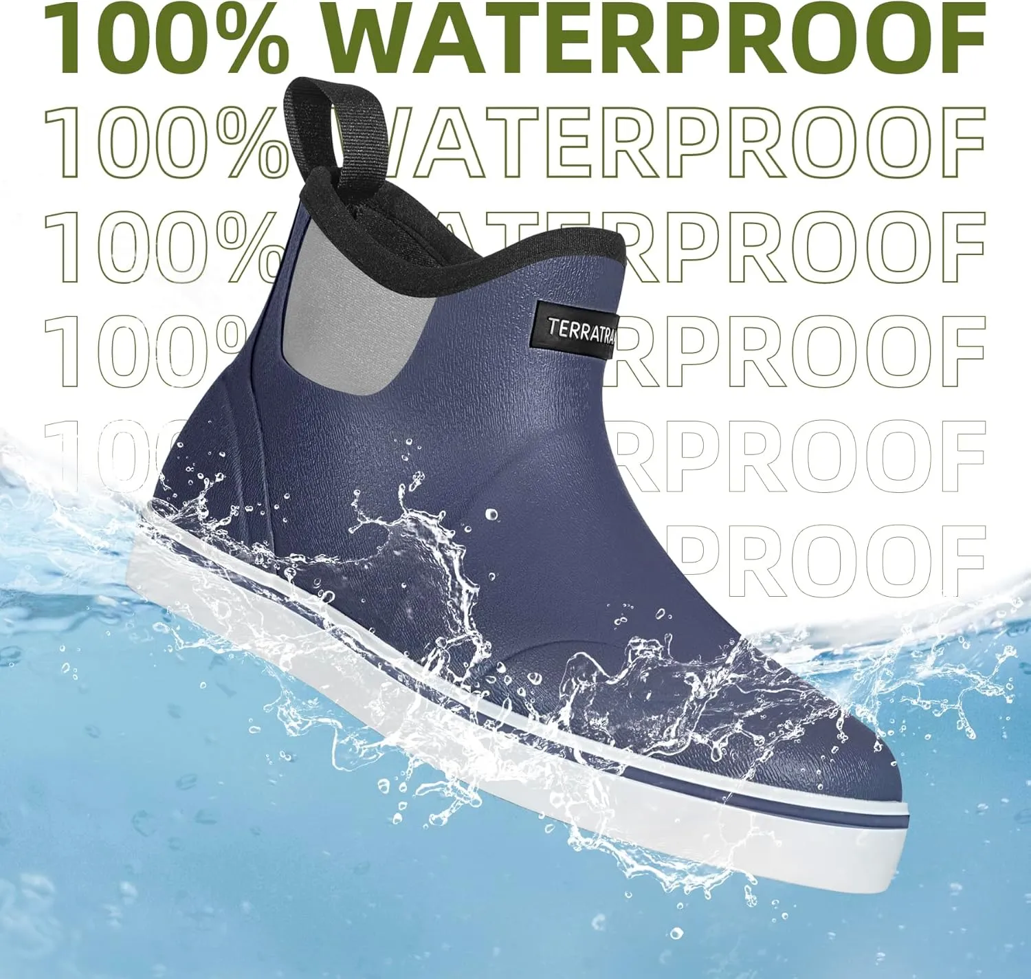 Men's Waterproof Deck Rain Boots - Anti-Slip Rubber Ankle Boots for men, ideal for Fishing and Boating, All-Season