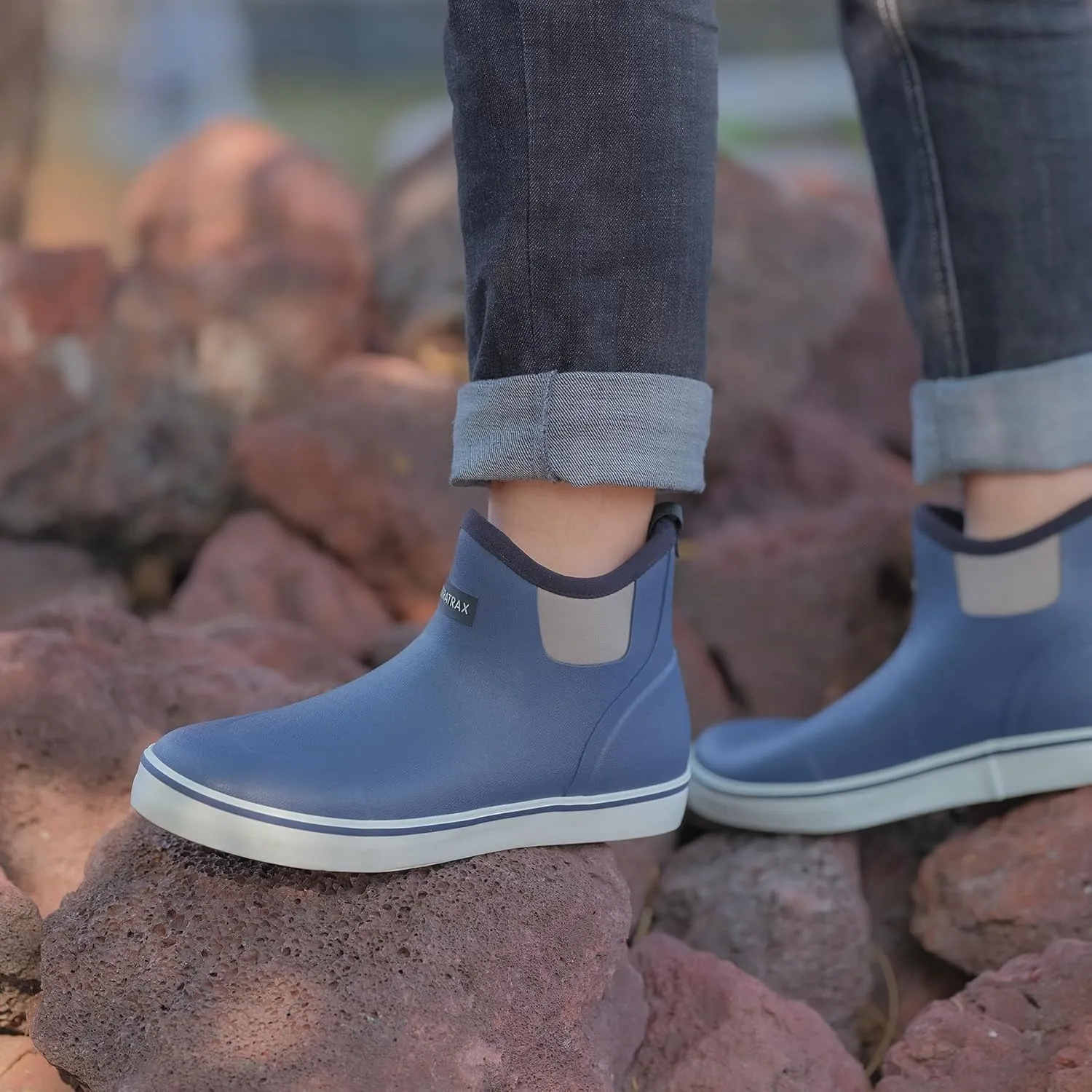 Men's Waterproof Deck Rain Boots - Anti-Slip Rubber Ankle Boots for men, ideal for Fishing and Boating, All-Season