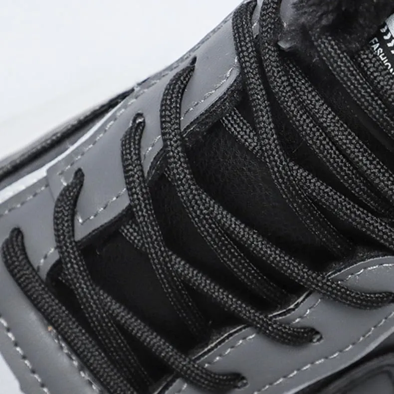 Men's Winter Sneakers Cross Training Shoe Fully Fur Lined Outdoor Sneakers Anti-Slip Water Resistant Slip On Ankle Booties