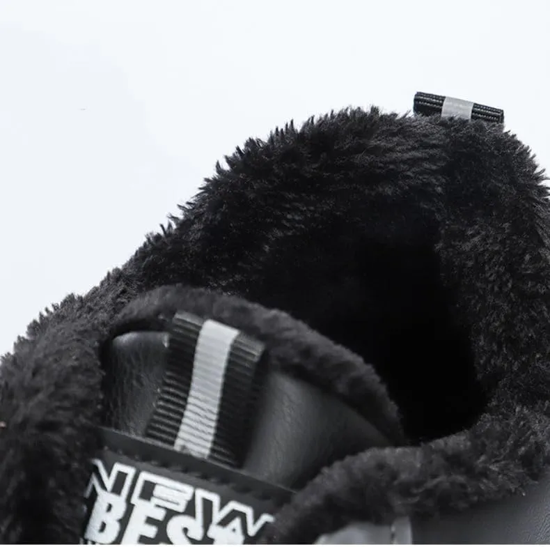 Men's Winter Sneakers Cross Training Shoe Fully Fur Lined Outdoor Sneakers Anti-Slip Water Resistant Slip On Ankle Booties