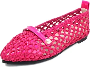 Mesh Ballet Flats With Strap Buckle Braided Leather Flats Mary Jane Shoes Dress Office Party Summer Travel Handcrafted Laced Sandals For Women