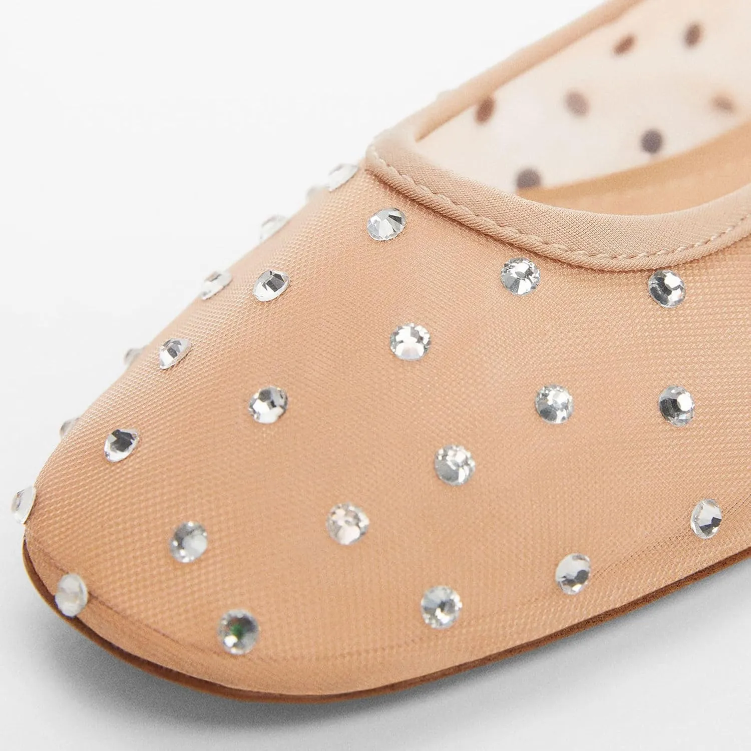 Mesh Flats Ballet Flats for Women with Rhinestone Sparkly Dressy Crystal Sandals