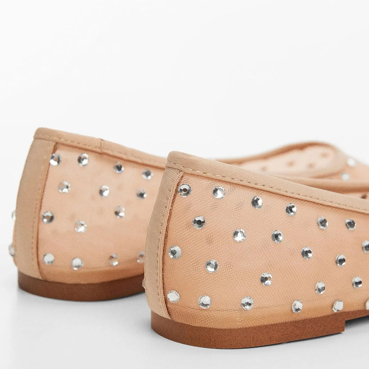 Mesh Flats Ballet Flats for Women with Rhinestone Sparkly Dressy Crystal Sandals