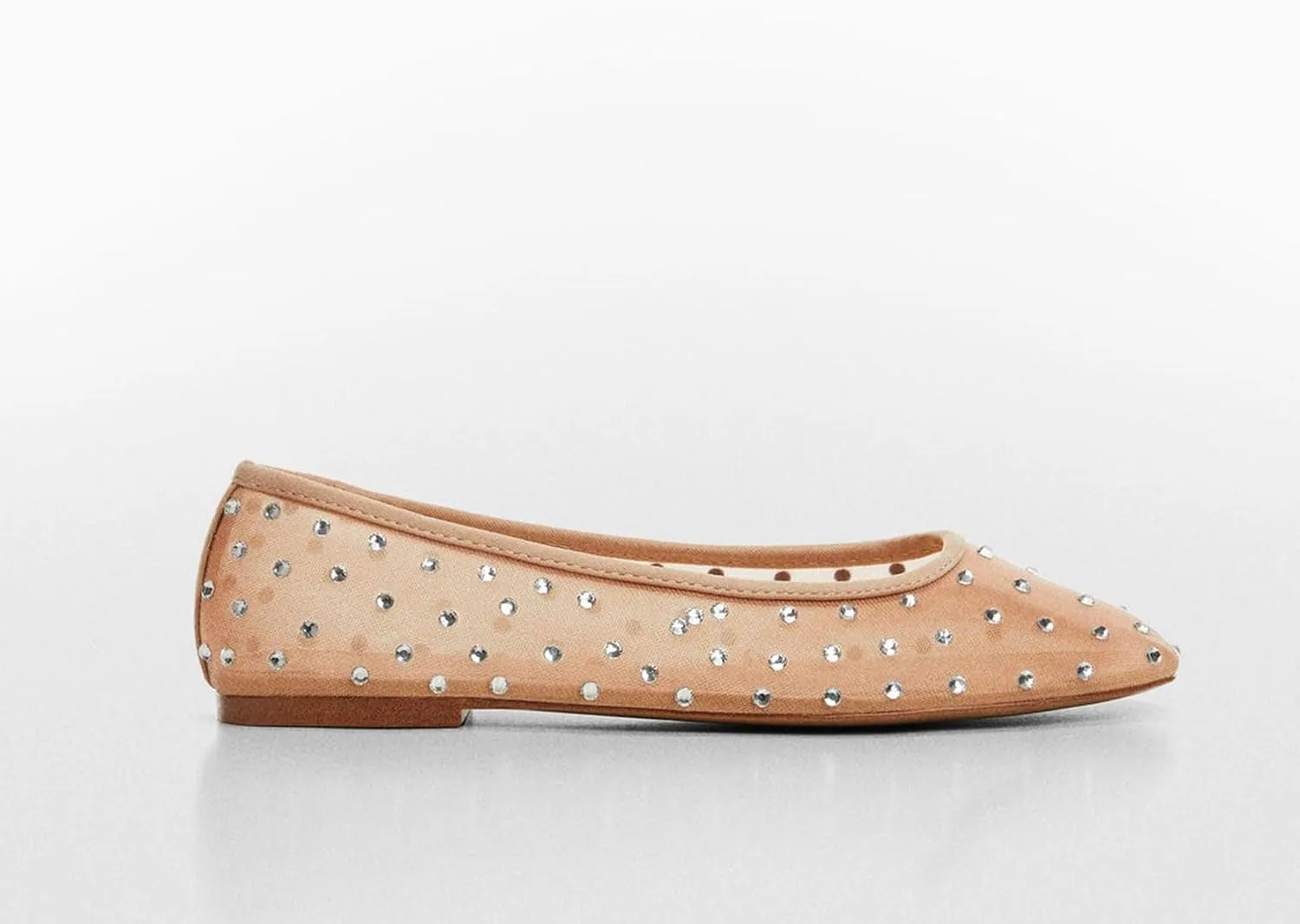 Mesh Flats Ballet Flats for Women with Rhinestone Sparkly Dressy Crystal Sandals