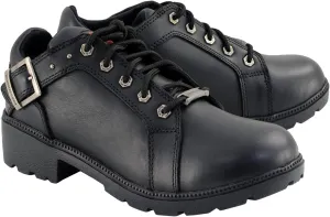 Milwaukee Leather MBL9311 Women's Black Leather Lace-Up Motorcycle Riding Shoes with Anti-Slip Outsole - 7