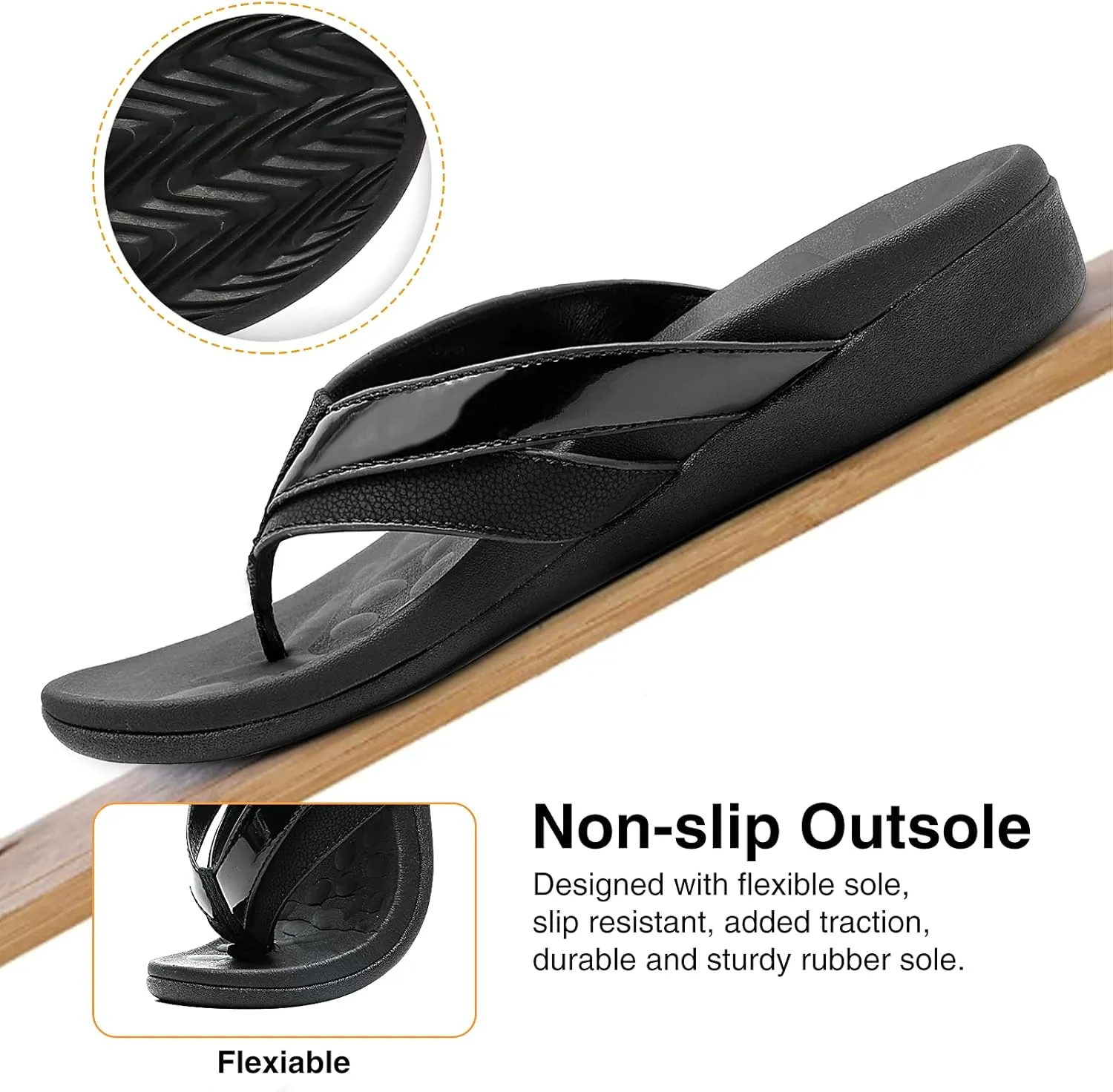 MISF Women's Orthotic Flip Flops Arch Support Thong Sandals for Plantar Fasciitis Flat Feet Comfortable Walking Slippers
