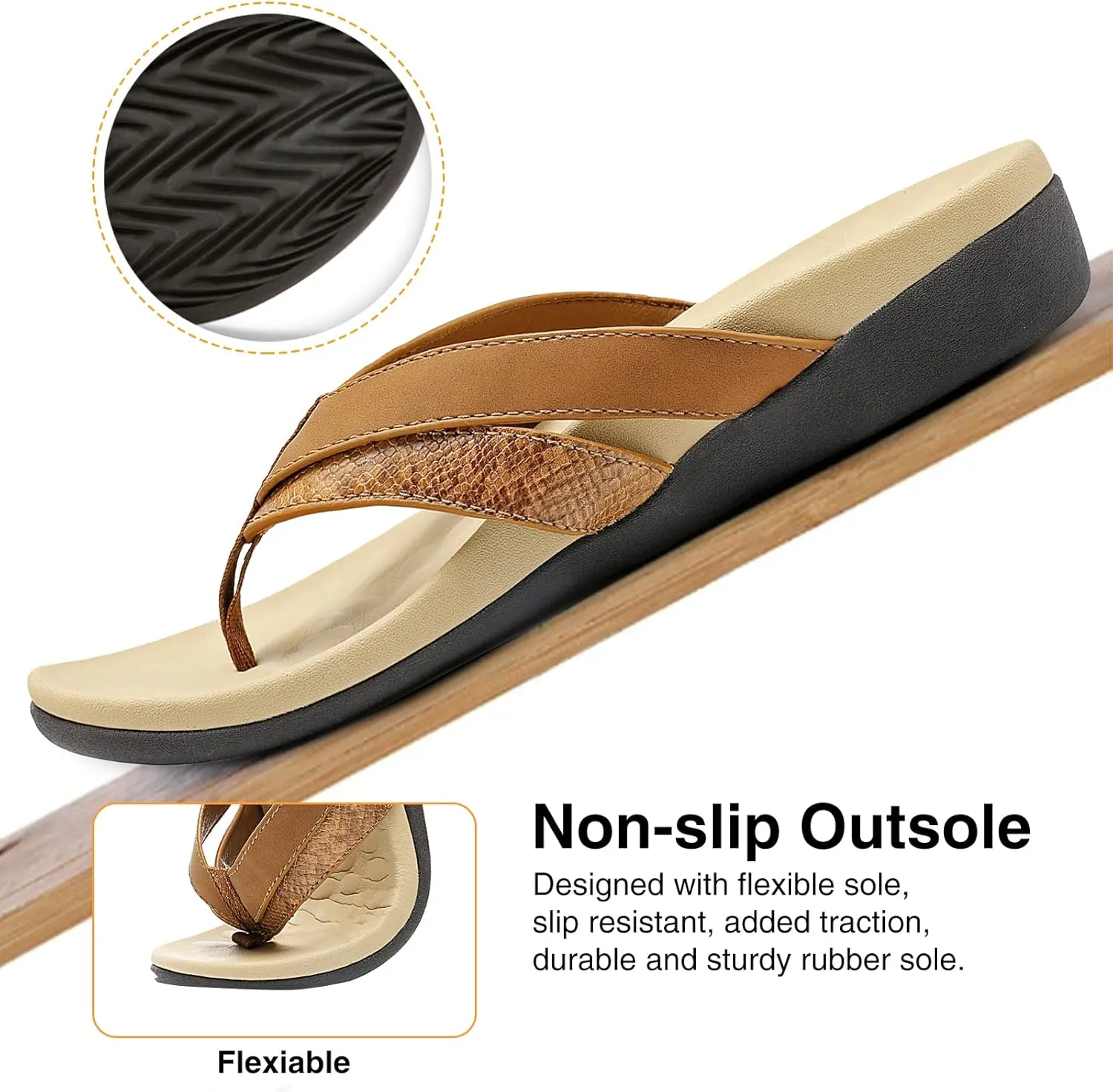 MISF Women's Orthotic Flip Flops Arch Support Thong Sandals for Plantar Fasciitis Flat Feet Comfortable Walking Slippers