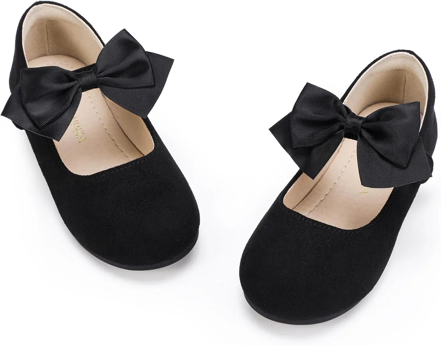 PANDANINJIA Toddler Dress Shoes Bowknot Mary Jane Shoes Girls Ballet Flats for Kids Wedding Party Uniform Church Shoes