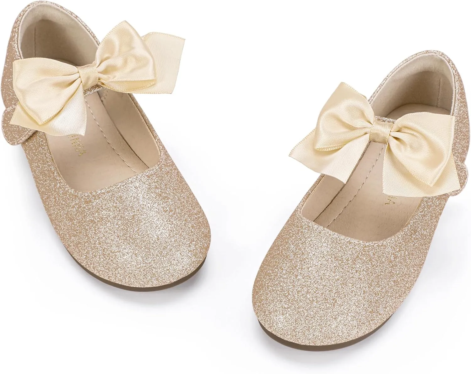 PANDANINJIA Toddler Dress Shoes Bowknot Mary Jane Shoes Girls Ballet Flats for Kids Wedding Party Uniform Church Shoes