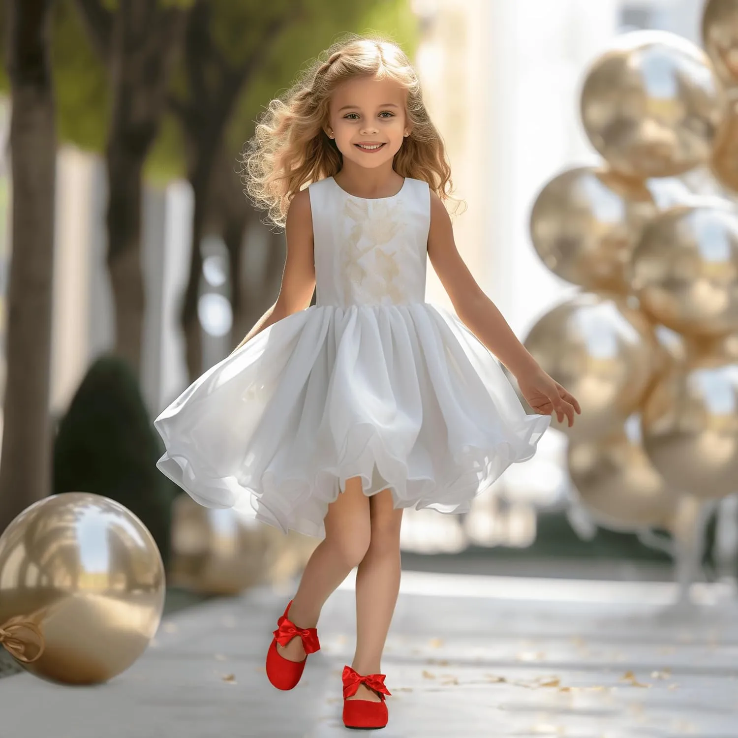 PANDANINJIA Toddler Dress Shoes Bowknot Mary Jane Shoes Girls Ballet Flats for Kids Wedding Party Uniform Church Shoes