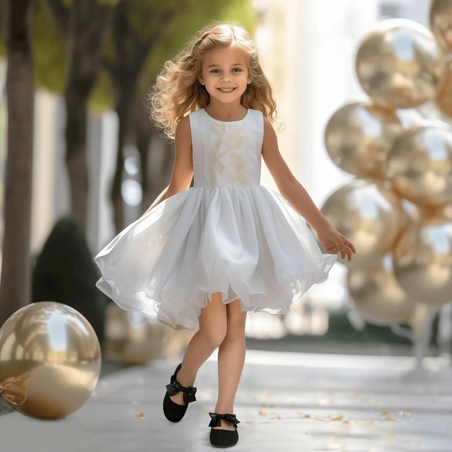 PANDANINJIA Toddler Dress Shoes Bowknot Mary Jane Shoes Girls Ballet Flats for Kids Wedding Party Uniform Church Shoes