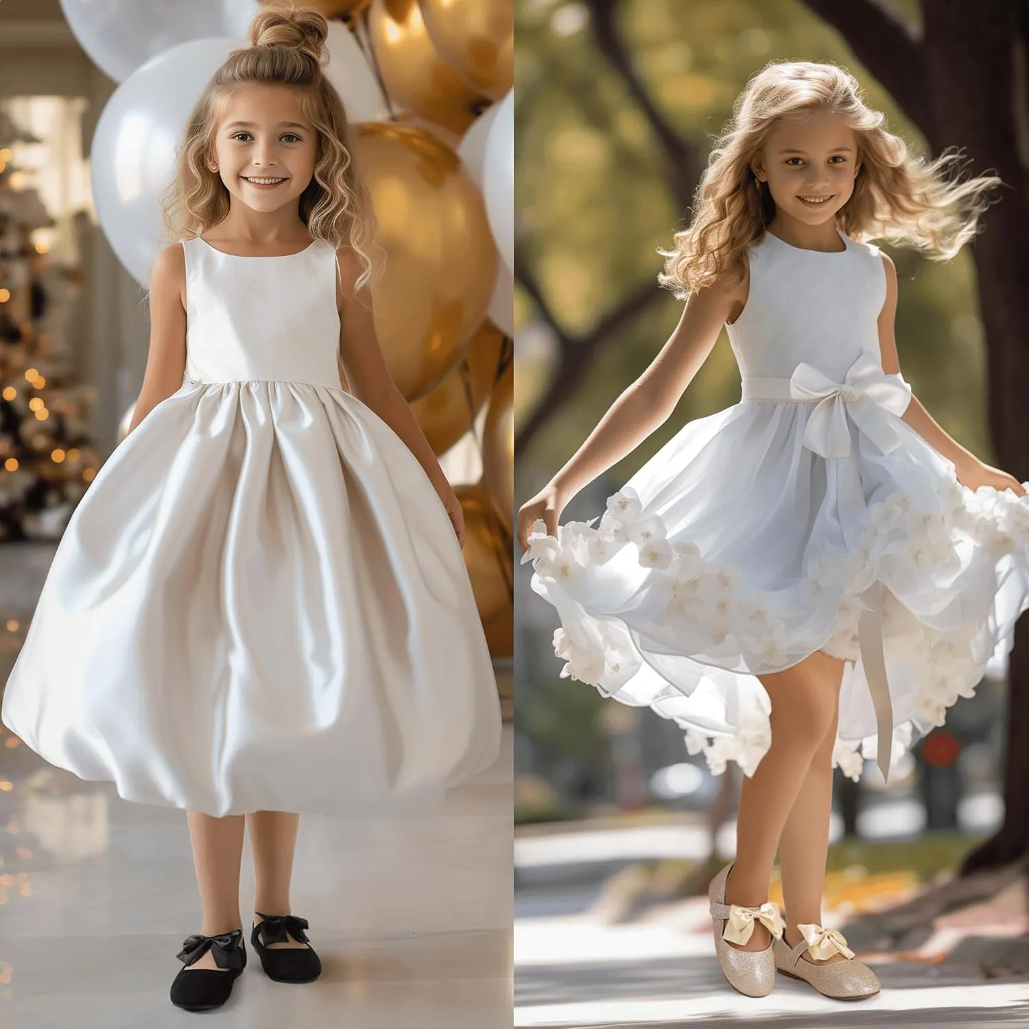 PANDANINJIA Toddler Dress Shoes Bowknot Mary Jane Shoes Girls Ballet Flats for Kids Wedding Party Uniform Church Shoes
