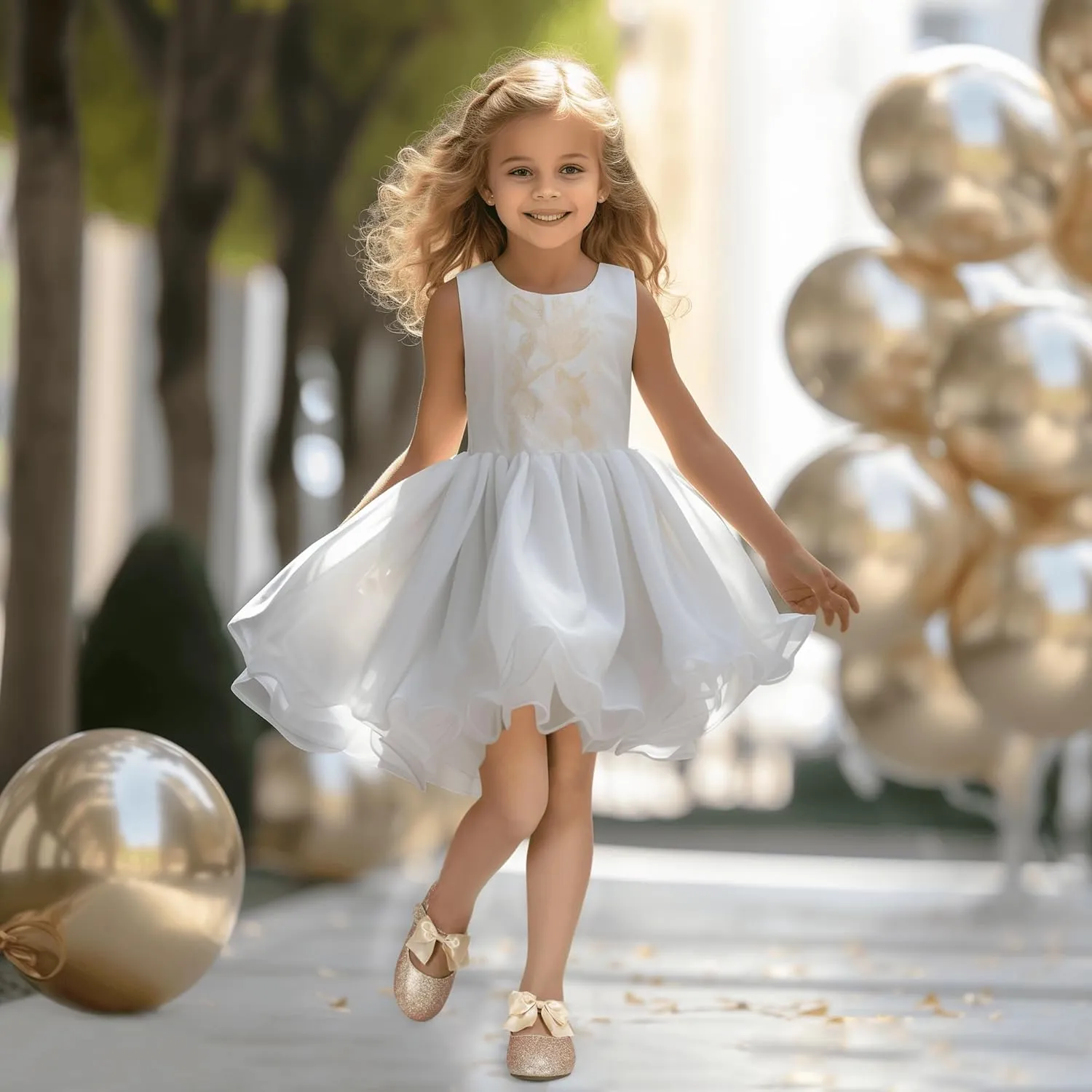 PANDANINJIA Toddler Dress Shoes Bowknot Mary Jane Shoes Girls Ballet Flats for Kids Wedding Party Uniform Church Shoes