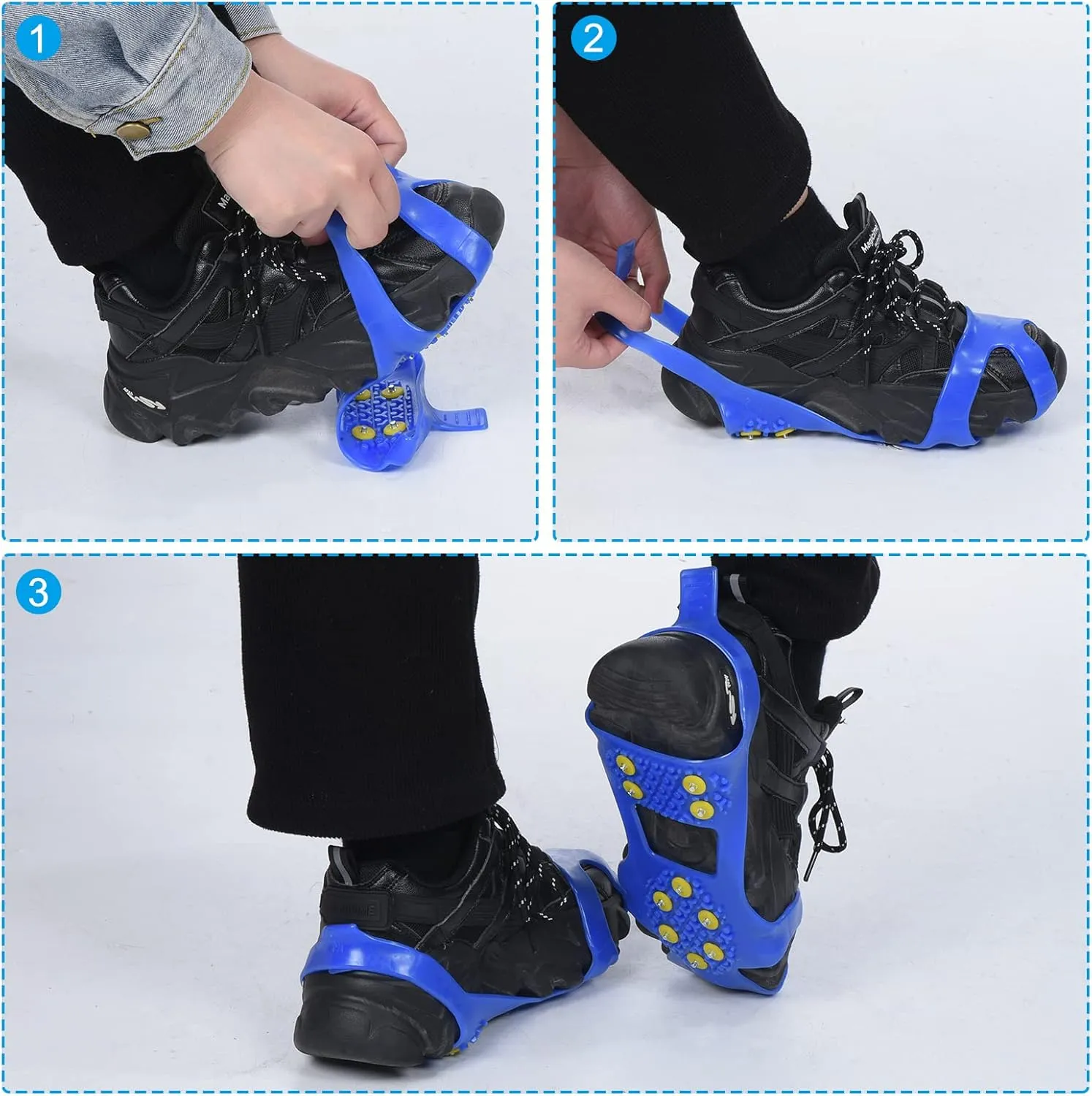 PATIKIL Ice Cleats, Anti-Slip Snow Traction Cleat 10 Steel Studs Crampons Universal Gripper Spikes Claw for Shoes and Boots