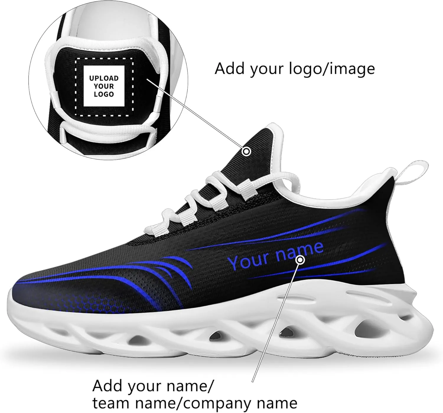 Personalized Running Shoes for Men, Women's Customizable Non-Slip Gym Sneakers Workouts Walking Tennis Daily Use