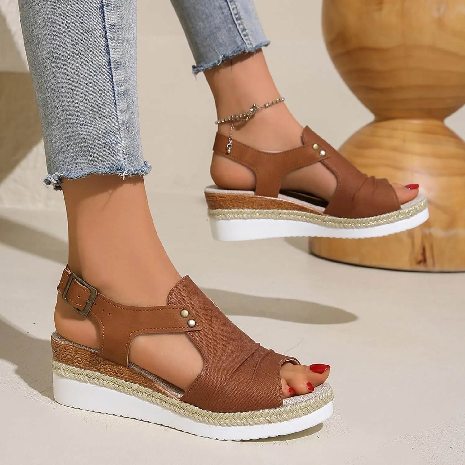 Platform Sandals for Women Womens Sandals with Memory Foam Slip on Wedge Sandal Comfortable Wedge Shoes