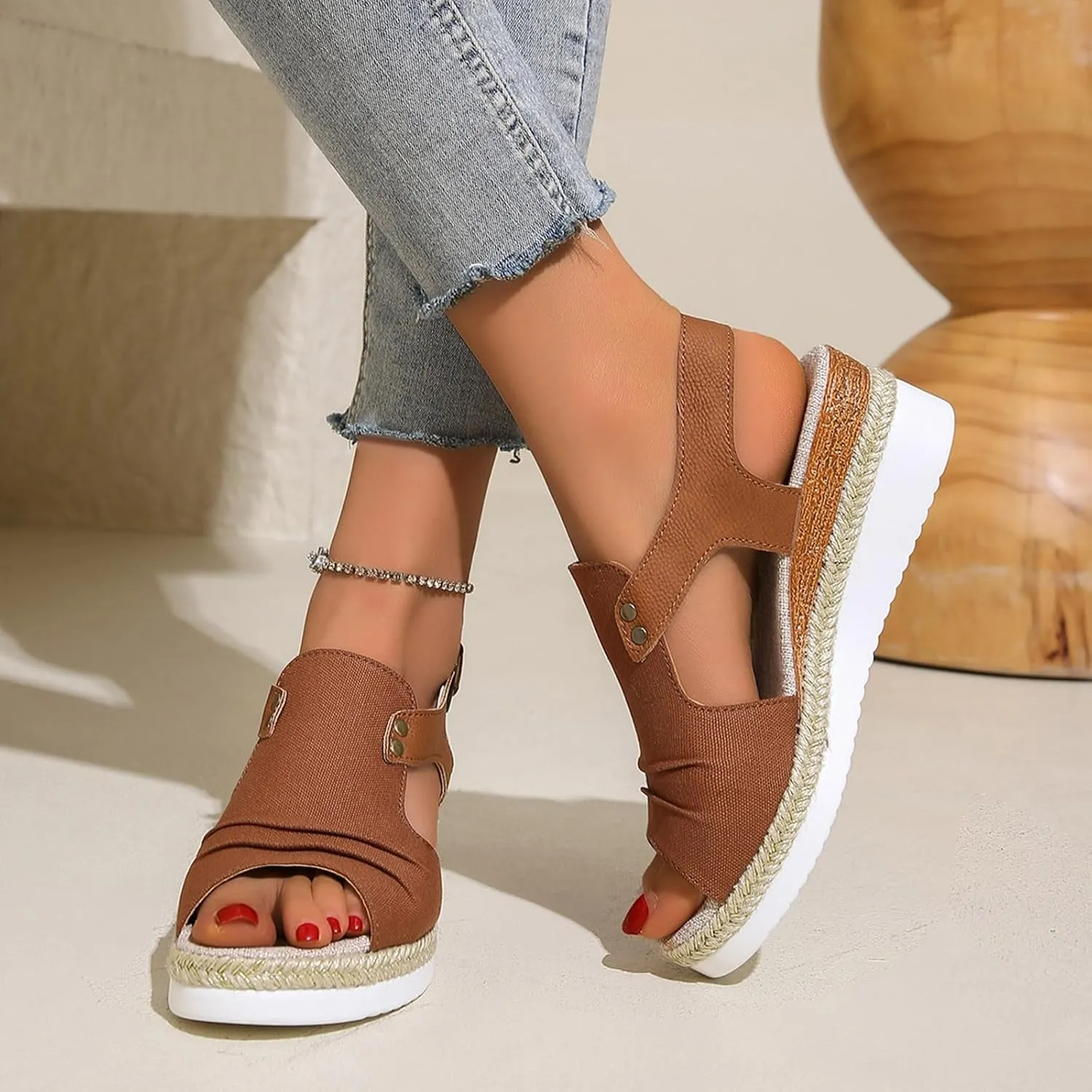 Platform Sandals for Women Womens Sandals with Memory Foam Slip on Wedge Sandal Comfortable Wedge Shoes