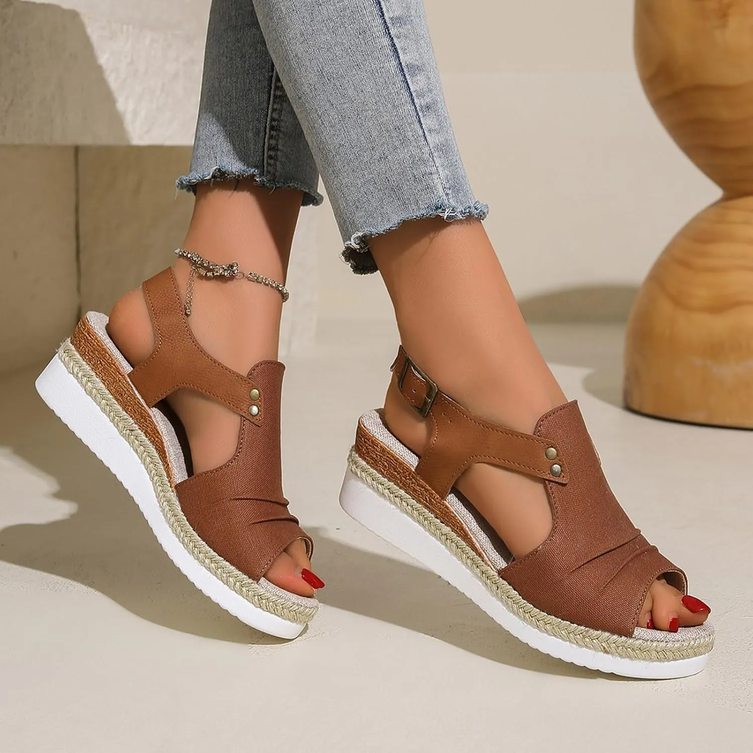 Platform Sandals for Women Womens Sandals with Memory Foam Slip on Wedge Sandal Comfortable Wedge Shoes