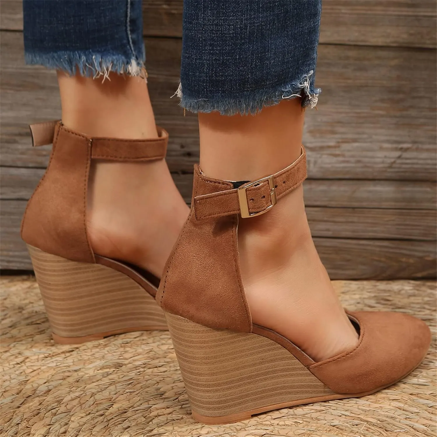 Pump Women Heels Prom Heeled Sandals for Women Black Heels Strappy Buckle Heeled Sandal with Tall Thick Heel