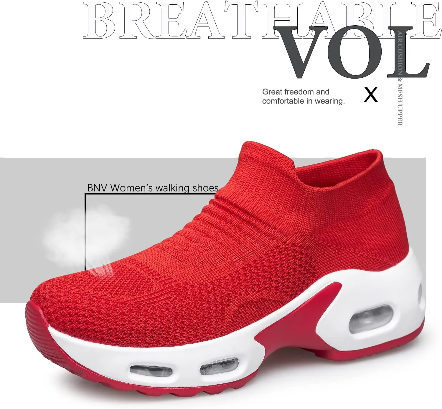 Raoendis Womens Walking Shoes - Sock Sneakers Daily Casual Shoes Slip on Comfortable Nursing Work Shoes