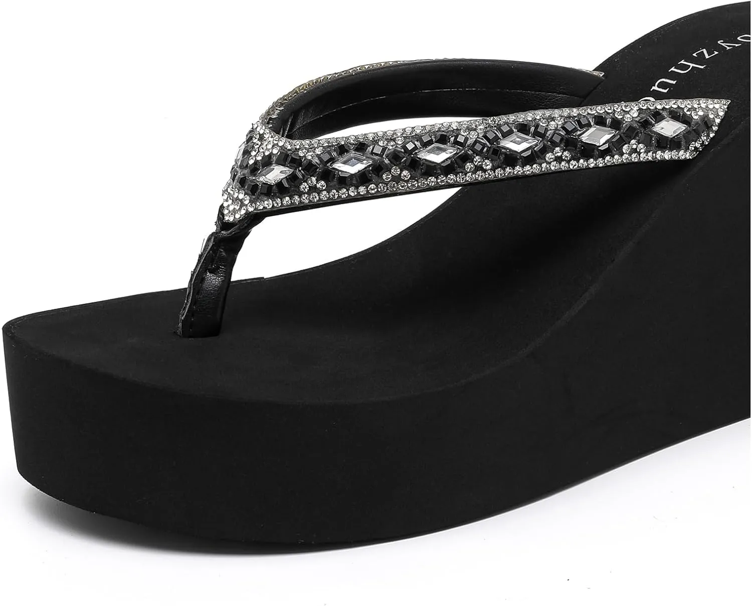 Rhinestone Womens Wedge Sandals for Women Platform Flip Flops Chunky wedge flip flops Heels Sandals Women Wedding Shoes