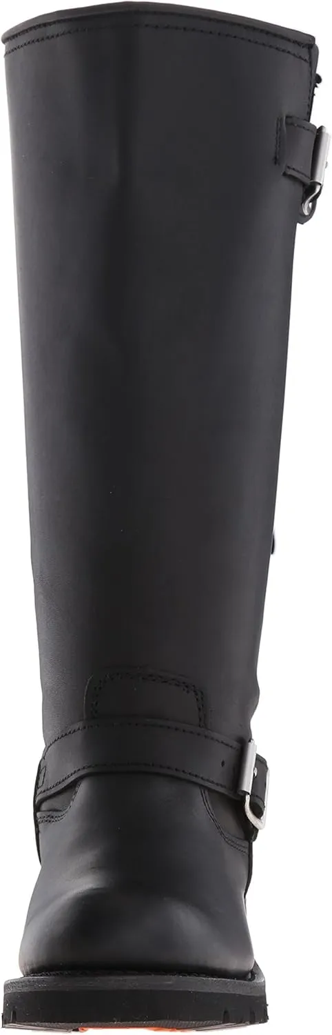 RIDETECS 16" Leather Biker Riding Boots For Men, Black - Tall & Wide Calf Adjustable Vamp With Side Ankle Straps