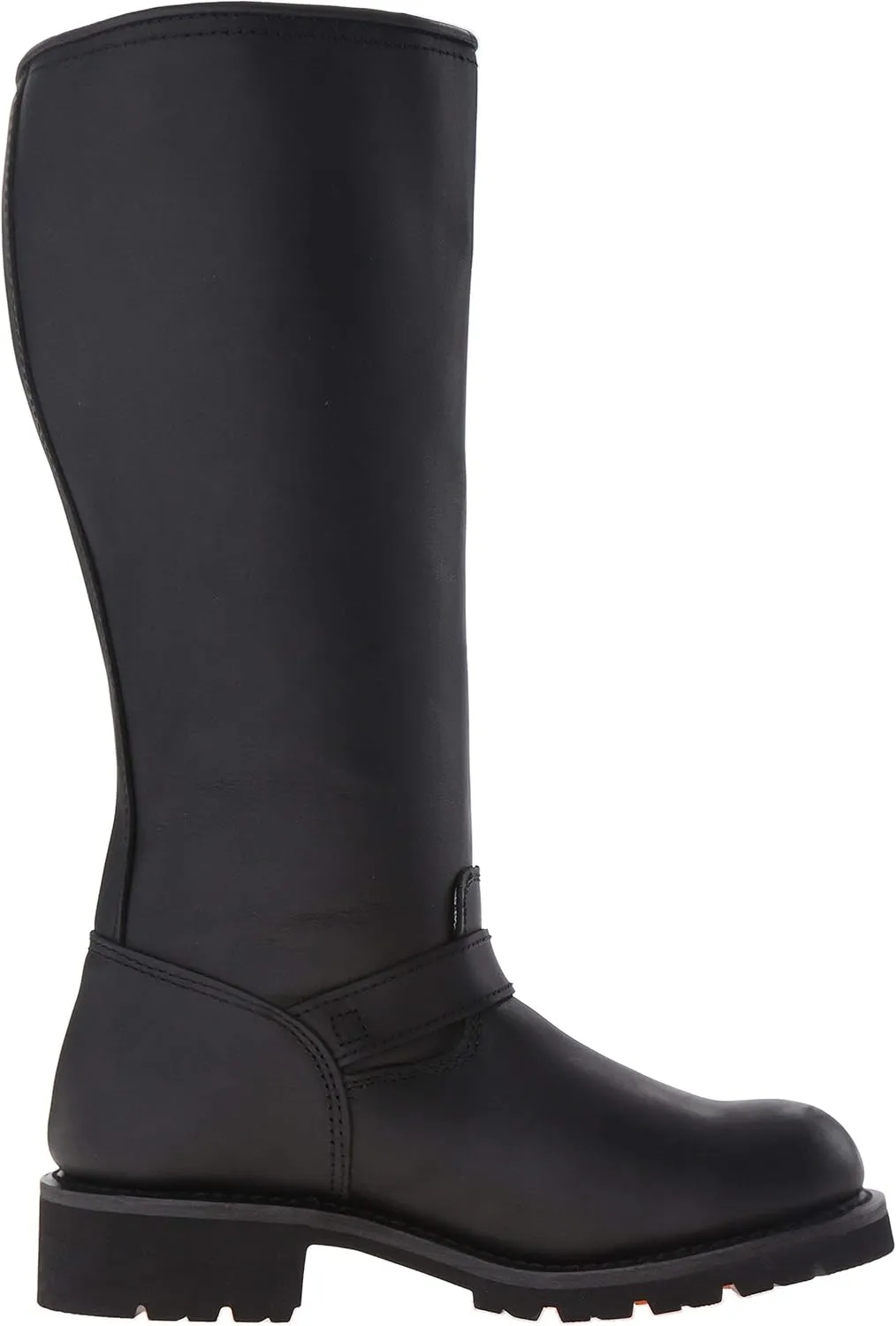 RIDETECS 16" Leather Biker Riding Boots For Men, Black - Tall & Wide Calf Adjustable Vamp With Side Ankle Straps
