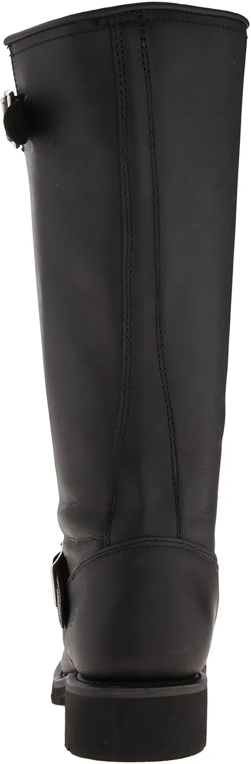 RIDETECS 16" Leather Biker Riding Boots For Men, Black - Tall & Wide Calf Adjustable Vamp With Side Ankle Straps