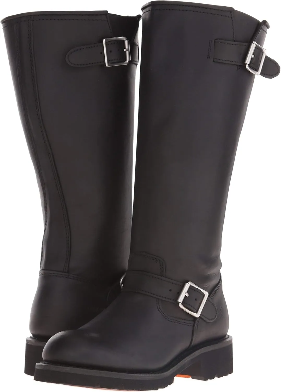 RIDETECS 16" Leather Biker Riding Boots For Men, Black - Tall & Wide Calf Adjustable Vamp With Side Ankle Straps