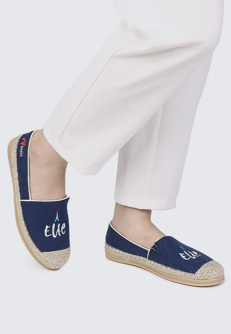 Riviera Chic Comfy Fit Footbed Espadrilles In Navy