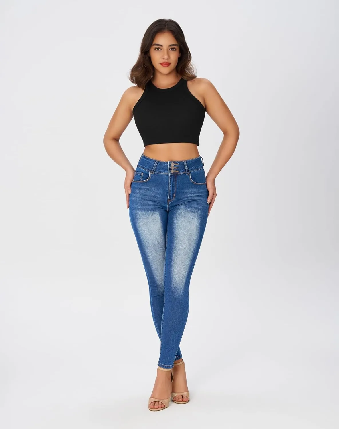 roswear Women’s High Waisted Stretchy Skinny Curvy Jeans Tummy Control Jeggings