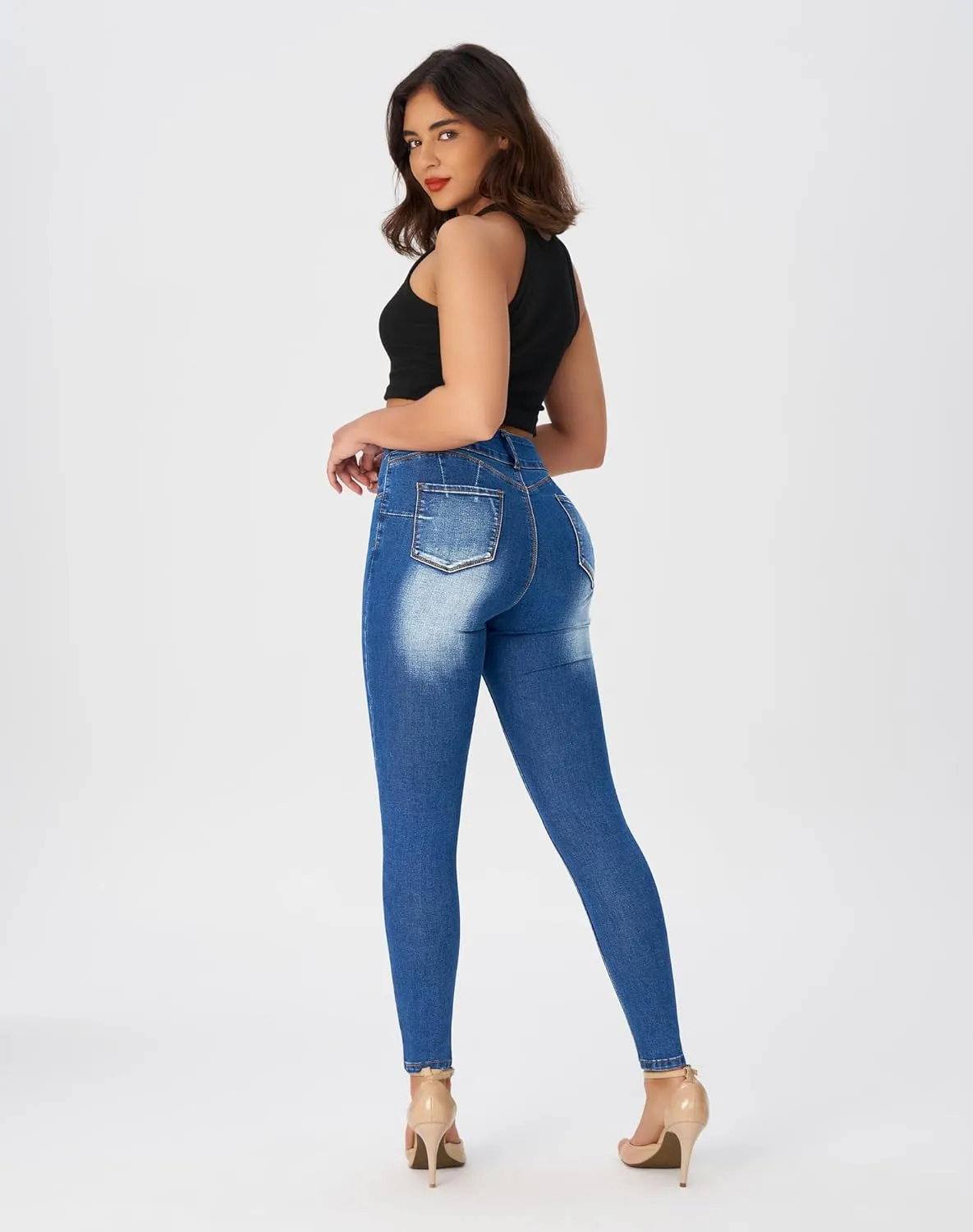 roswear Women’s High Waisted Stretchy Skinny Curvy Jeans Tummy Control Jeggings