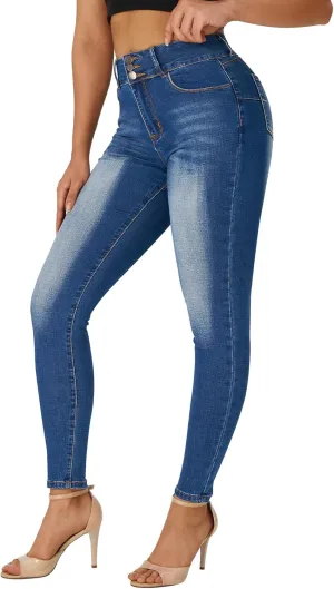 roswear Women’s High Waisted Stretchy Skinny Curvy Jeans Tummy Control Jeggings