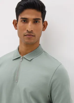 Sage Interlock 1/4 Zip Polo Shirt  M437917