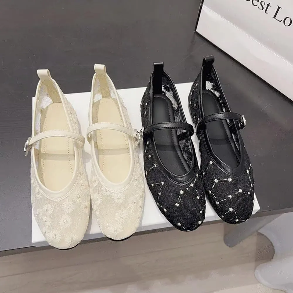 SAILING LU Mary Jane for Women Sqaure Toe Ballet Flats Strappy Low-Heels Stylish Comfortable Flat Shoes Cute Dress Wedding Shoes