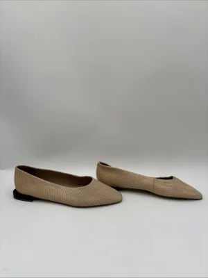 Saks Fifth Avenue Women's Snake-Embossed Leather Ballet Flats Beige Size 8.5M - Very Good