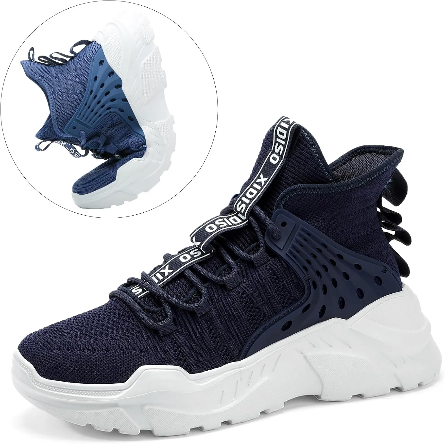 SANNAX Fashion Mens Walking Running Shoes High Top Sock Sneakers Stylish Tennis Shoes Non Slip Lightweight Athletic Sports Gym Shoes