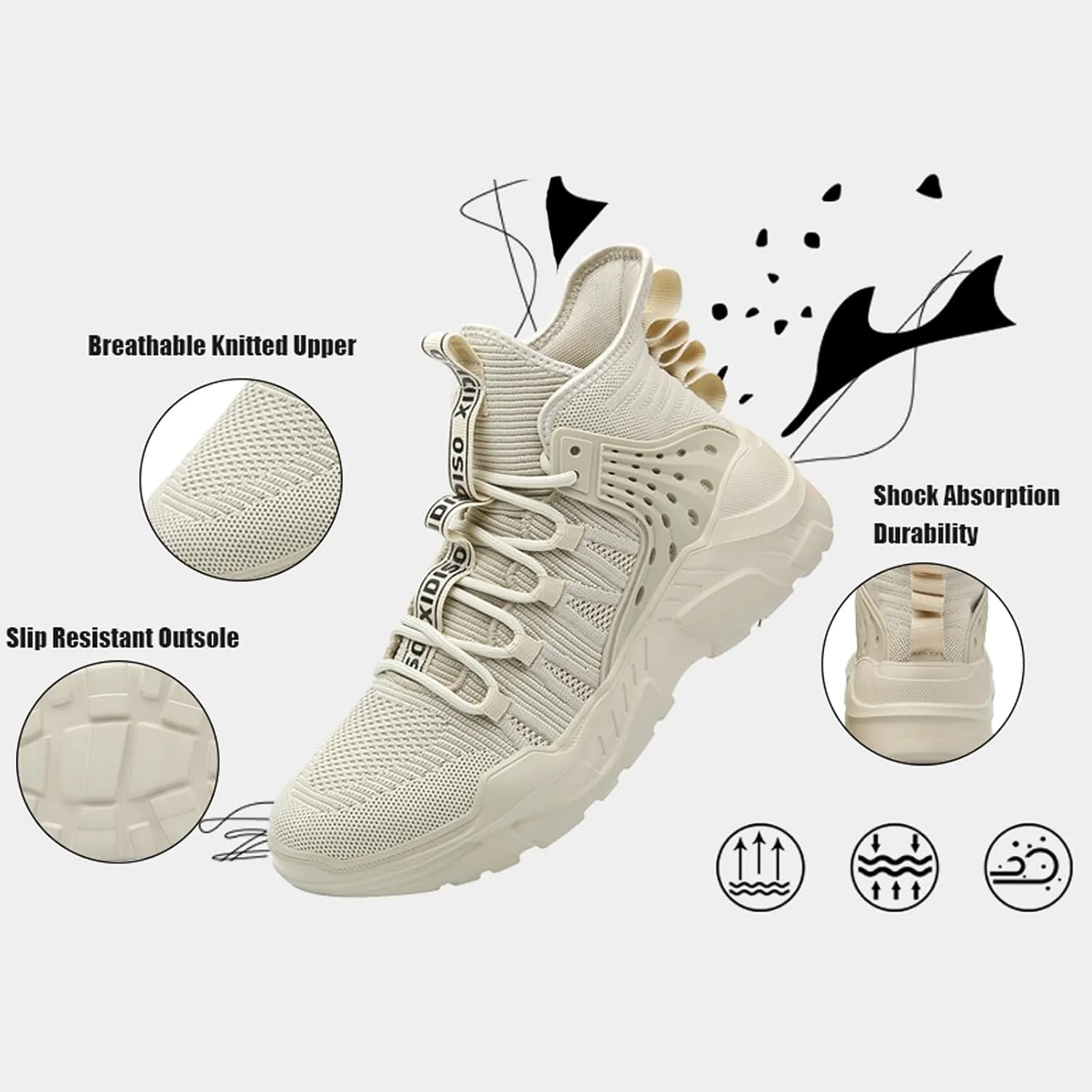 SANNAX Fashion Mens Walking Running Shoes High Top Sock Sneakers Stylish Tennis Shoes Non Slip Lightweight Athletic Sports Gym Shoes