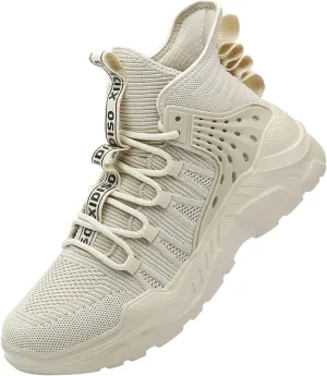 SANNAX Fashion Mens Walking Running Shoes High Top Sock Sneakers Stylish Tennis Shoes Non Slip Lightweight Athletic Sports Gym Shoes
